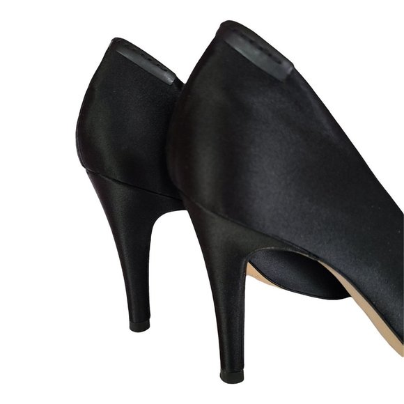 PEDRO GARCIA Black Satin Peep Toe Heels 38.5 - Picture 7 of 9